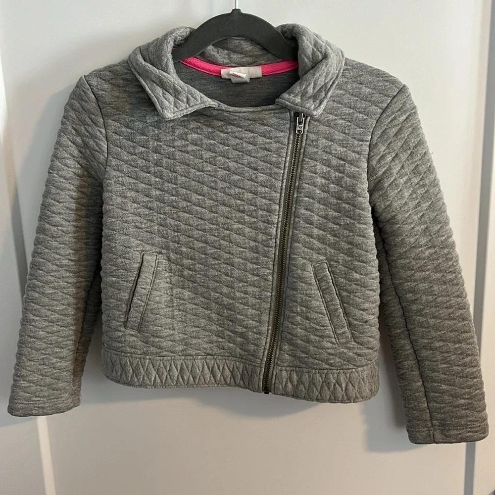 Gray Quilted Stretch Moto Jacket 5 T